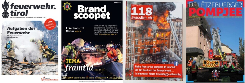 그림 2. 유럽 4개국의 소방잡지(오스트리아, 스웨덴, 스위스, 룩셈부르크)