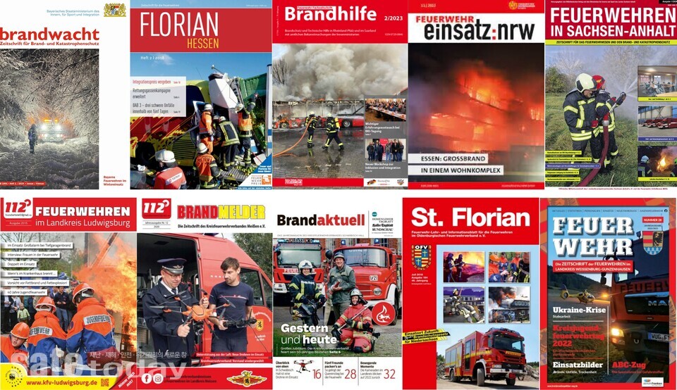 그림 4. 독일 5개 주 및 지역단위 5개 소방협회에서 자체 발행하고 있는 소방잡지 10종