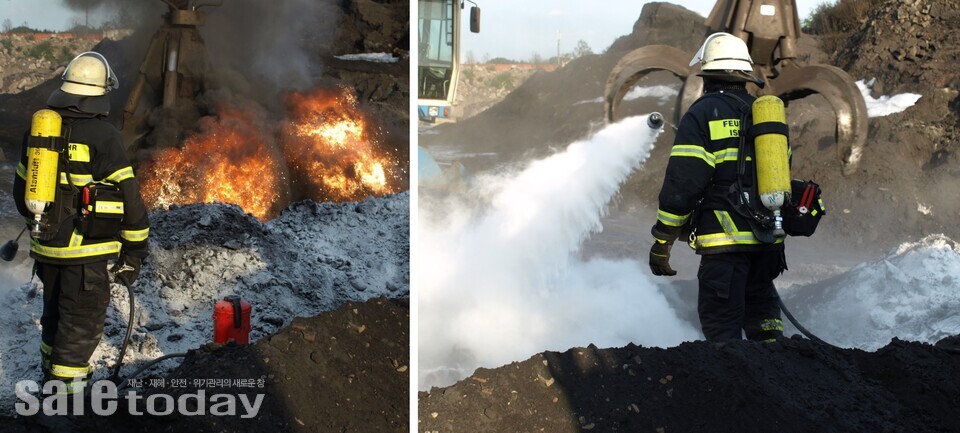 그림 5. 금속분진 화재에 특수소화약제로만 화재진압을 한 사례(출처 : lockalcompass)